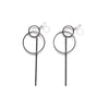 Double hoop with bar invisible clip on stud earrings ( Silver tone ) - miyabigracejewelry.com