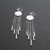 Hammered coin with white beads invisible clip on earrings ( Silver tone ) - Miyabi Grace