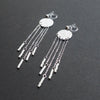 Hammered coin with white beads invisible clip on earrings ( Silver tone ) - Miyabi Grace