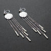 Hammered coin with white beads invisible clip on earrings ( Silver tone ) - Miyabi Grace