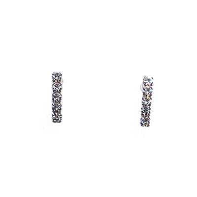 Short rhinestone bar invisible clip on earrings ( Silver tone ) - miyabigracejewelry.com