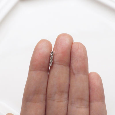 Short rhinestone bar invisible clip on earrings ( Silver tone ) - miyabigracejewelry.com