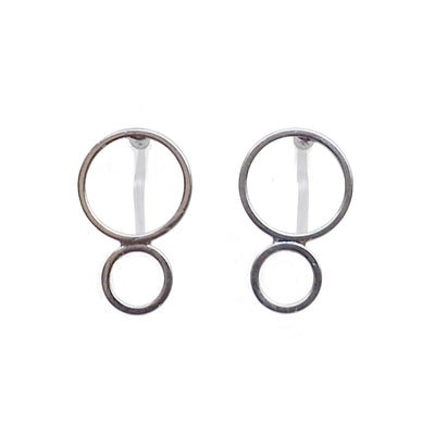 Double hoop invisible clip on stud earrings ( Silver tone ) - miyabigracejewelry.com