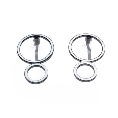 Double hoop invisible clip on stud earrings ( Silver tone ) - miyabigracejewelry.com