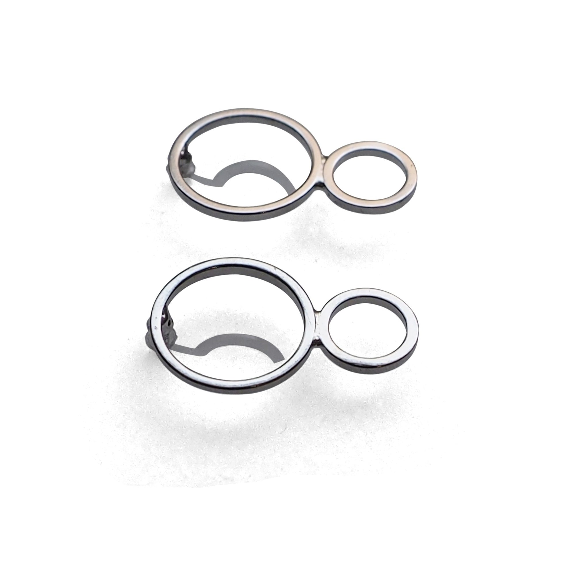 Double hoop invisible clip on stud earrings ( Silver tone ) - miyabigracejewelry.com