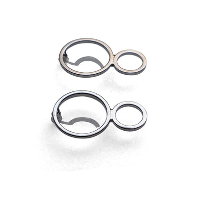 Double hoop invisible clip on stud earrings ( Silver tone ) - miyabigracejewelry.com