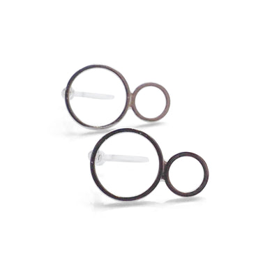 Double hoop invisible clip on stud earrings ( Silver tone ) - miyabigracejewelry.com
