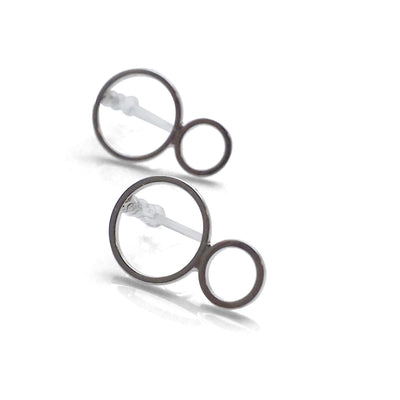 Double hoop invisible clip on stud earrings ( Silver tone ) - miyabigracejewelry.com