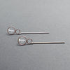 Double hoop with long bar invisible clip on stud earrings ( Silver tone ) - miyabigracejewelry.com