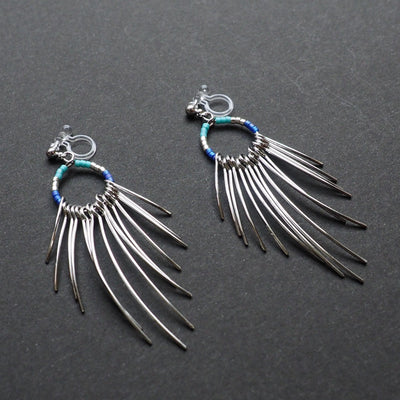 Gradated Fringe invisible clip on earrings ( Silver tone ) - Miyabi Grace