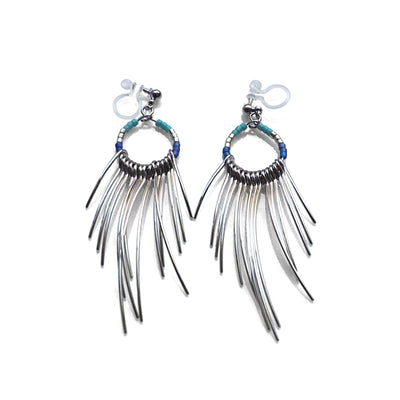 Gradated Fringe invisible clip on earrings ( Silver tone ) - Miyabi Grace