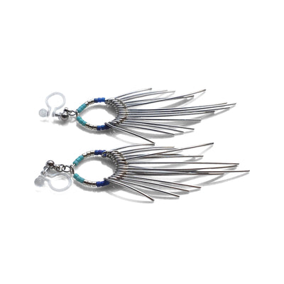 Gradated Fringe invisible clip on earrings ( Silver tone ) - Miyabi Grace
