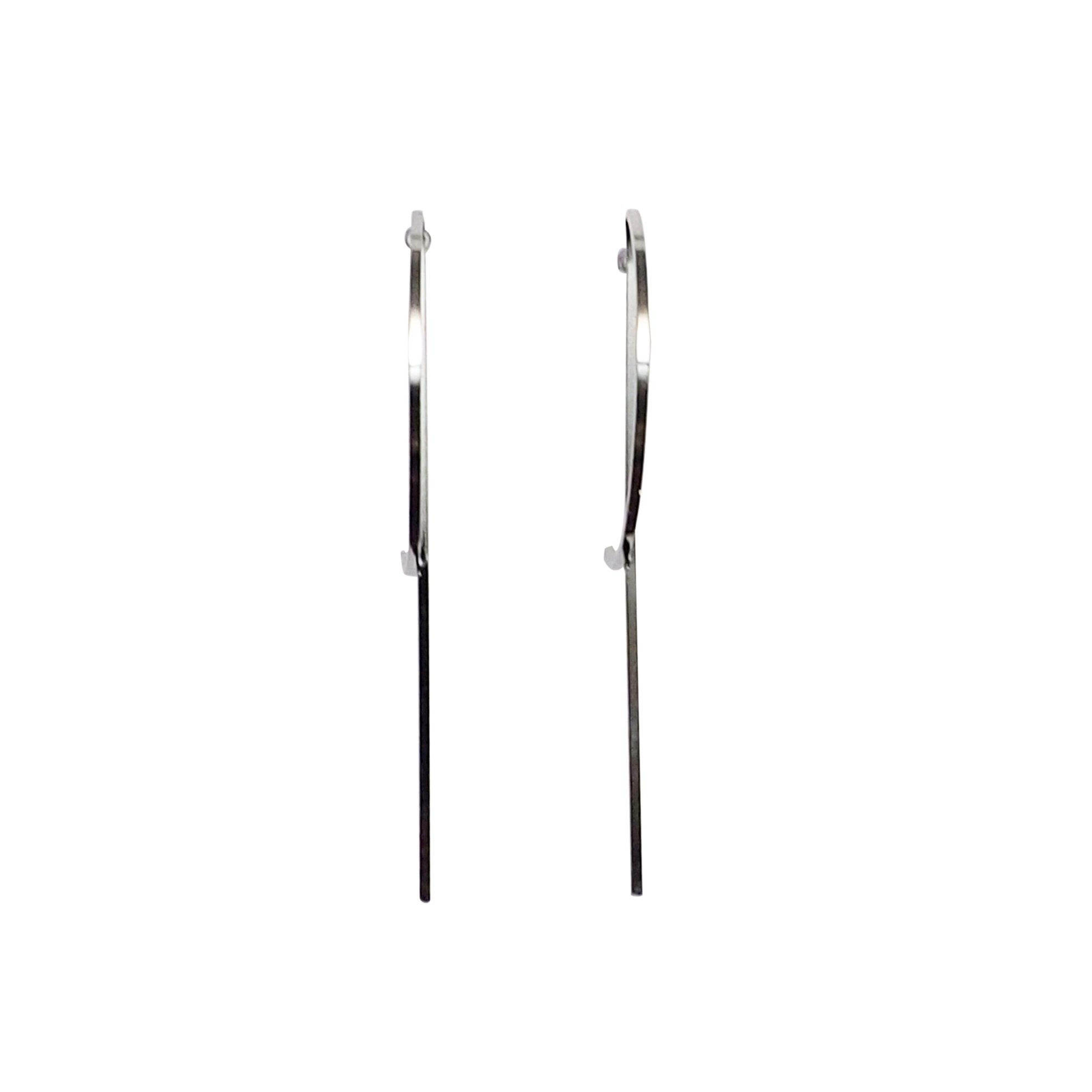 Half-moon invisible clip on stud earrings ( Silver tone ) - miyabigracejewelry.com