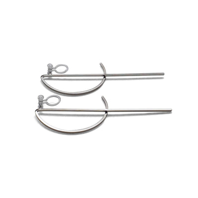 Half-moon invisible clip on stud earrings ( Silver tone ) - miyabigracejewelry.com