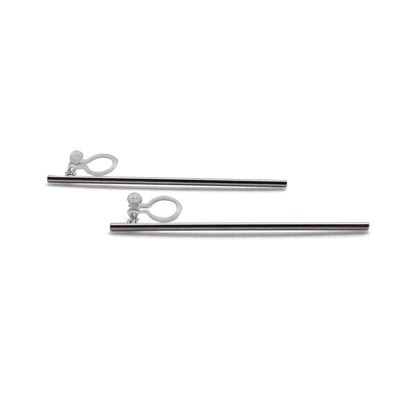 Long invisible clip on stud earrings ( Silver tone ) - miyabigracejewelry.com