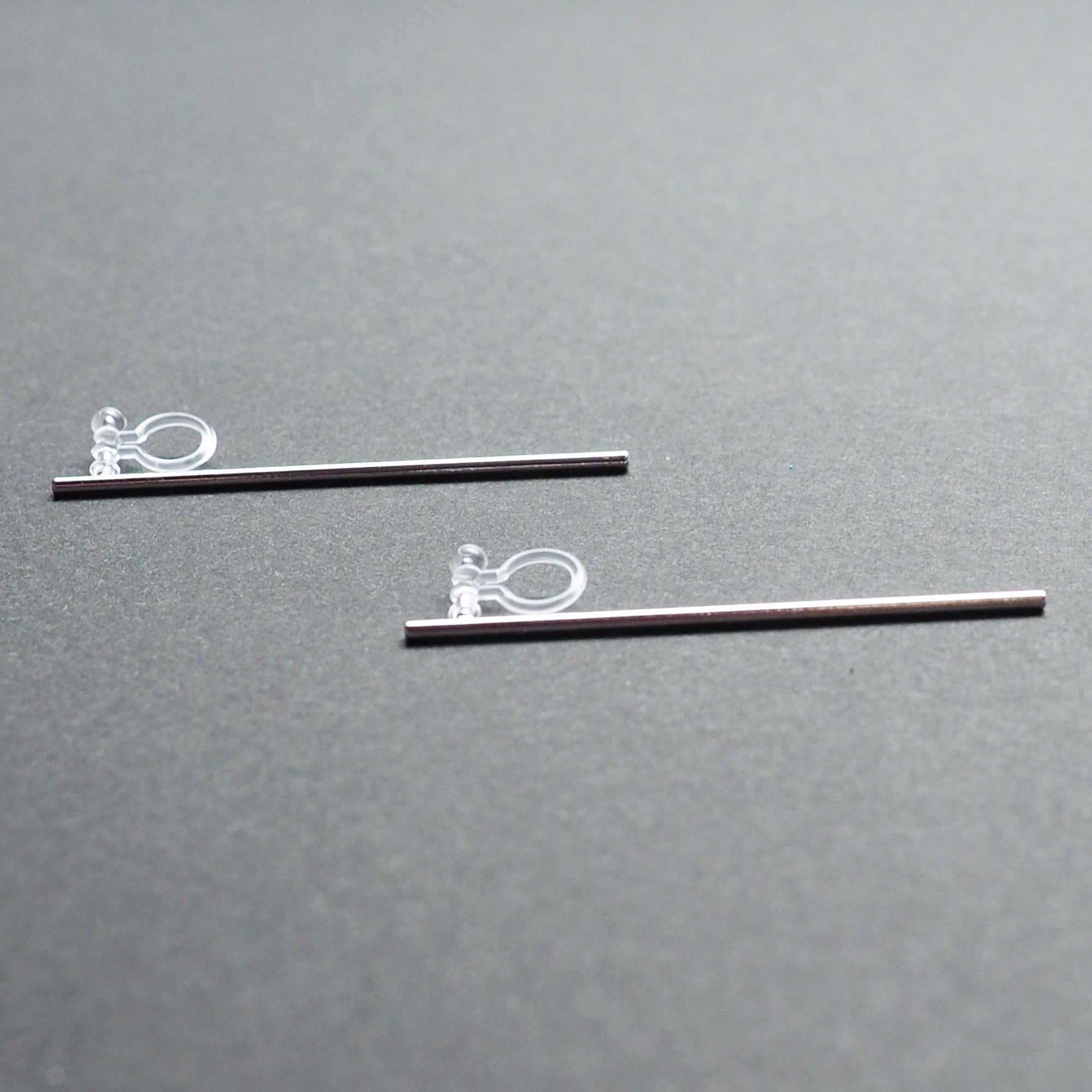 Long invisible clip on stud earrings ( Silver tone ) - miyabigracejewelry.com