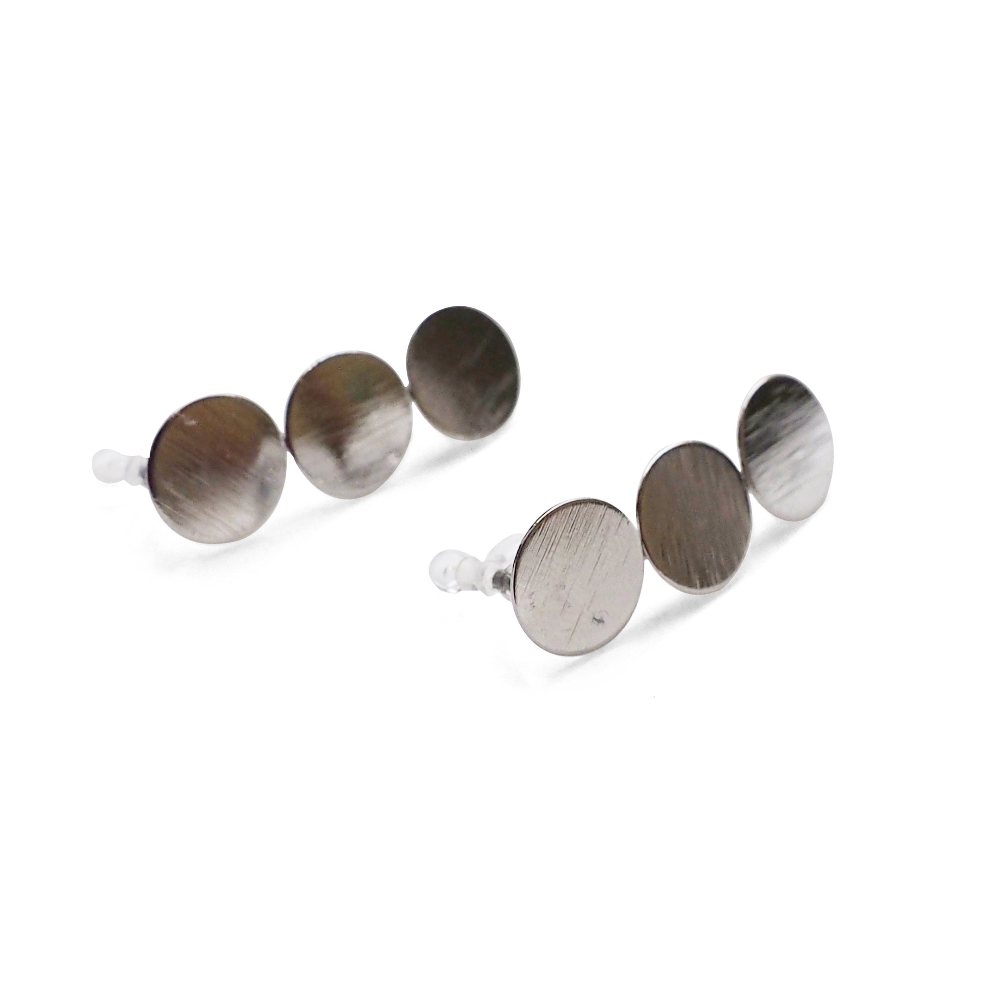 Triple coin invisible clip on earrings ( Silver tone ) - miyabigracejewelry.com