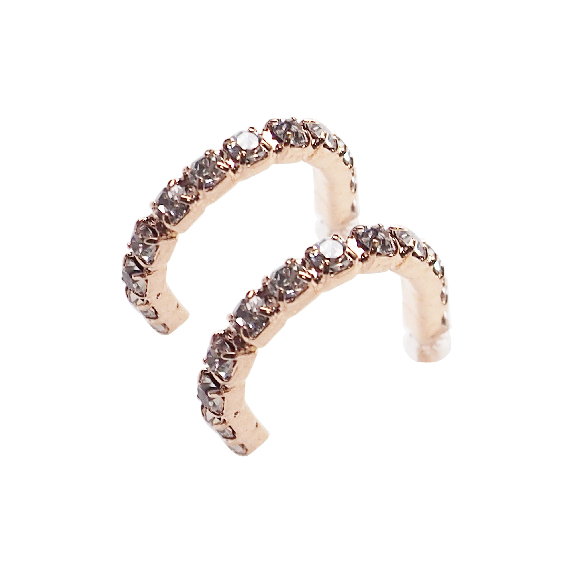 Crystal Invisible Clip On Hoop Earrings (Rose Gold tone) - Miyabi Grace
