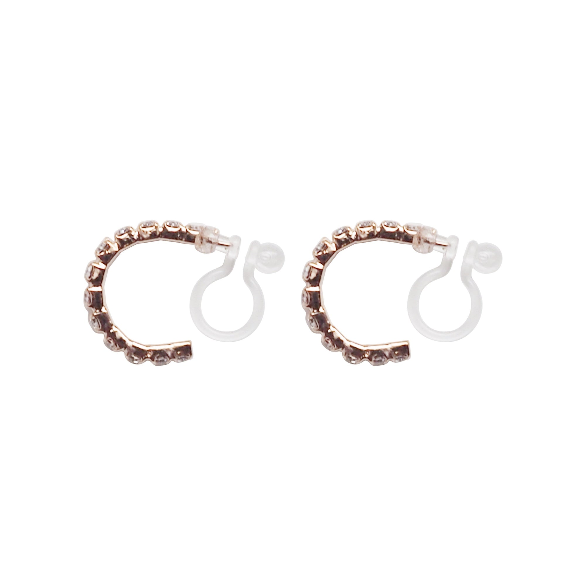 Crystal Invisible Clip On Hoop Earrings (Rose Gold tone) - Miyabi Grace