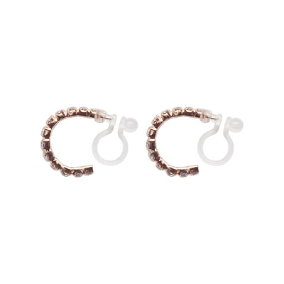Crystal Invisible Clip On Hoop Earrings (Rose Gold tone) - Miyabi Grace
