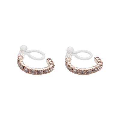 Crystal Invisible Clip On Hoop Earrings (Rose Gold tone) - Miyabi Grace