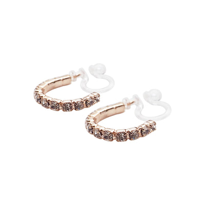 Crystal Invisible Clip On Hoop Earrings (Rose Gold tone) - Miyabi Grace