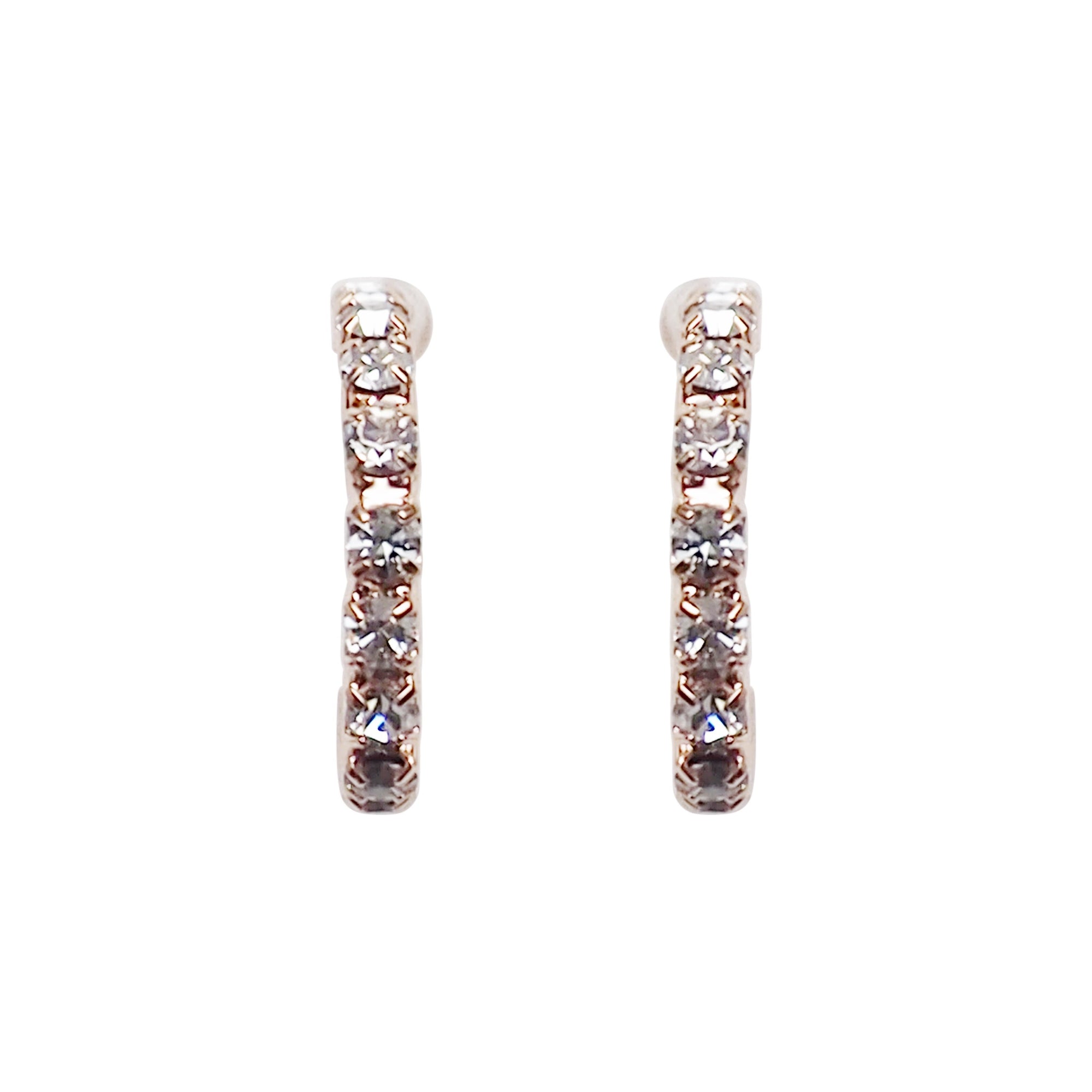 Crystal Invisible Clip On Hoop Earrings (Rose Gold tone) - Miyabi Grace