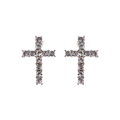 Crystal Cross Invisible Clip On Stud Earrings - Miyabi Grace