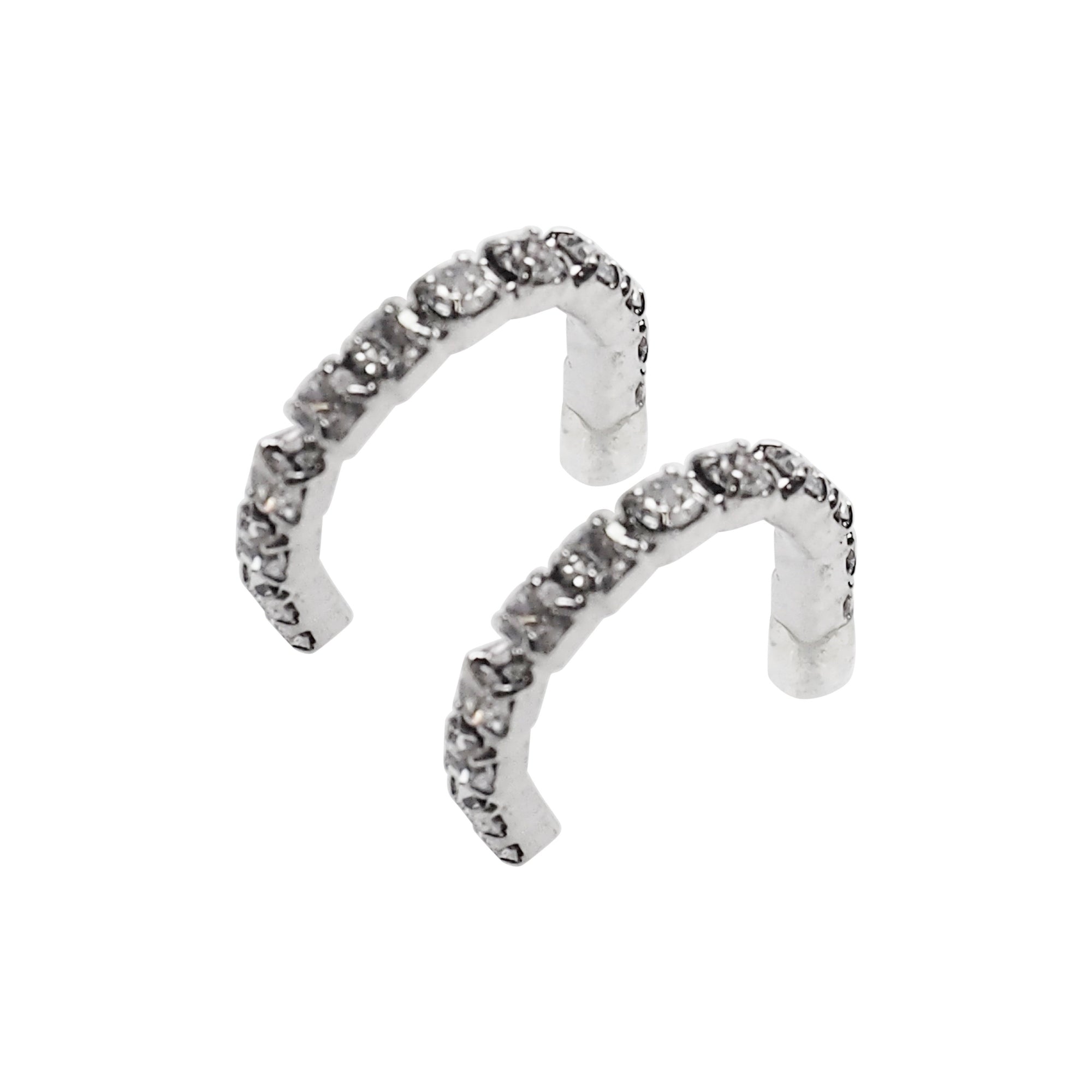 Crystal Invisible Clip On Hoop Earrings (Silver tone) - Miyabi Grace
