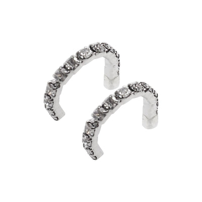Crystal Invisible Clip On Hoop Earrings (Silver tone) - Miyabi Grace