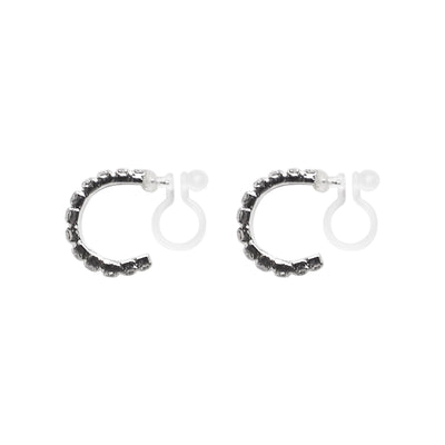 Crystal Invisible Clip On Hoop Earrings (Silver tone) - Miyabi Grace