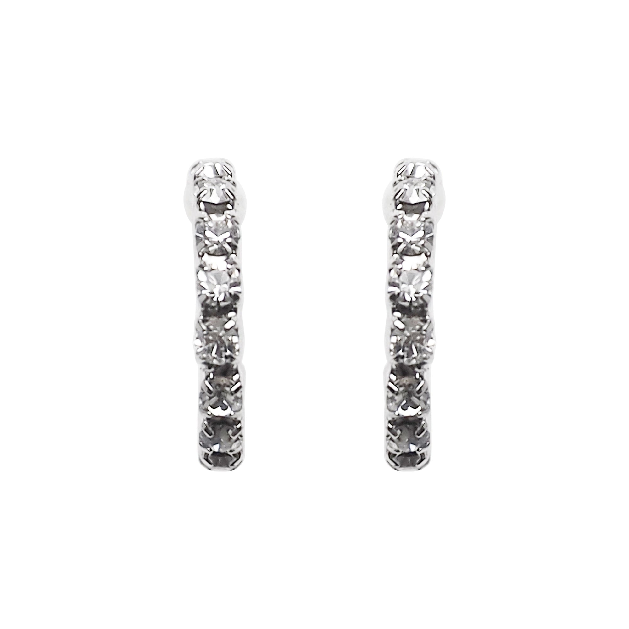 Crystal Invisible Clip On Hoop Earrings (Silver tone) - Miyabi Grace