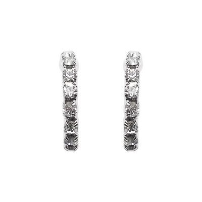 Crystal Invisible Clip On Hoop Earrings (Silver tone) - Miyabi Grace