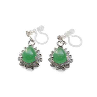 Green Jade Invisible Clip On Earrings - Miyabi Grace