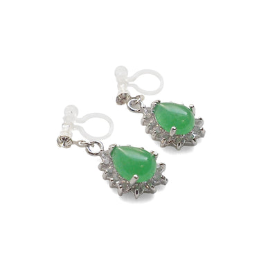 Green Jade Invisible Clip On Earrings - Miyabi Grace