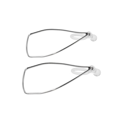 Silver Distorted Triangle Hoops Invisible Clip On Stud Earrings - Miyabi Grace