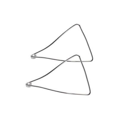 Silver Distorted Triangle Hoops Invisible Clip On Stud Earrings - Miyabi Grace