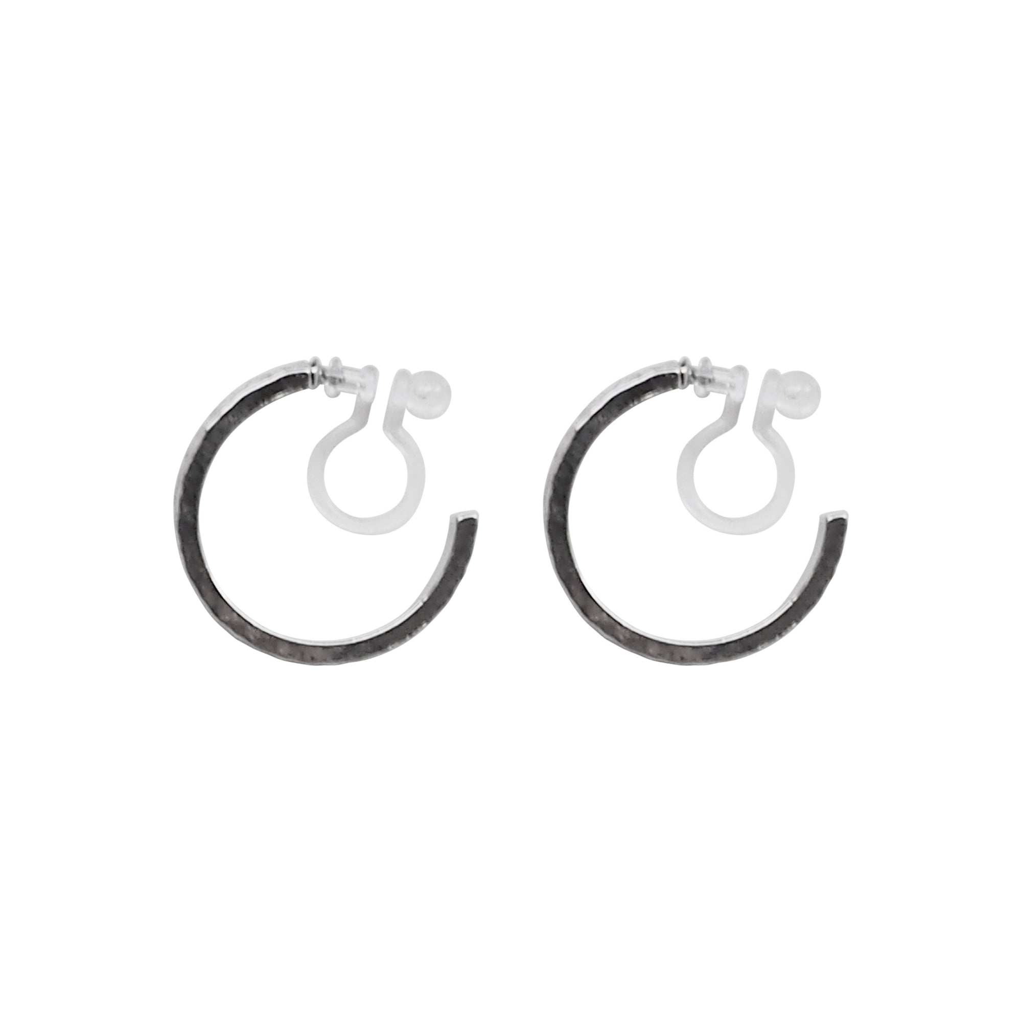 Silver Quilting Invisible Clip On Hoop Earrings - Miyabi Grace