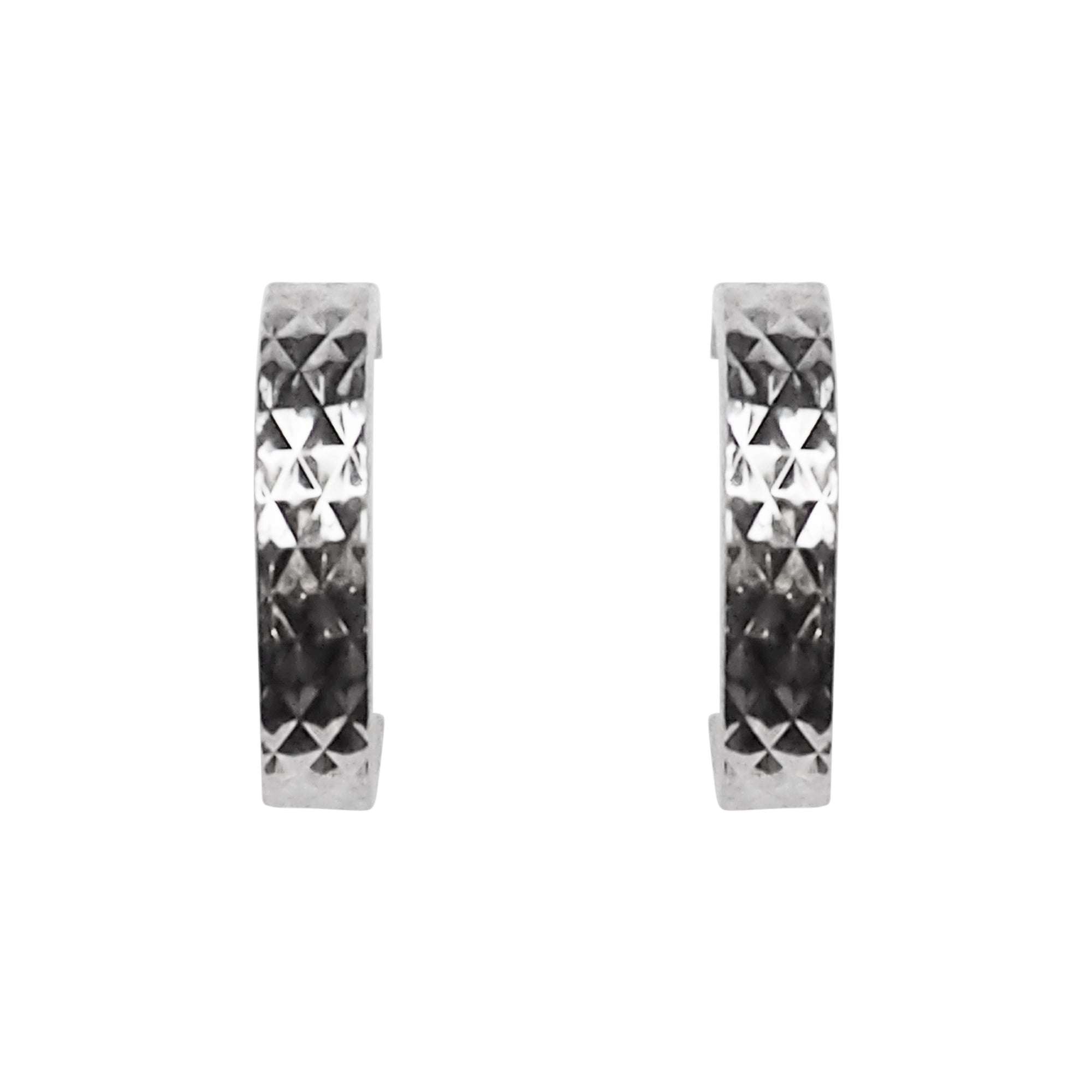 Silver Quilting Invisible Clip On Hoop Earrings - Miyabi Grace