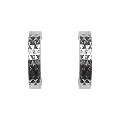 Silver Quilting Invisible Clip On Hoop Earrings - Miyabi Grace