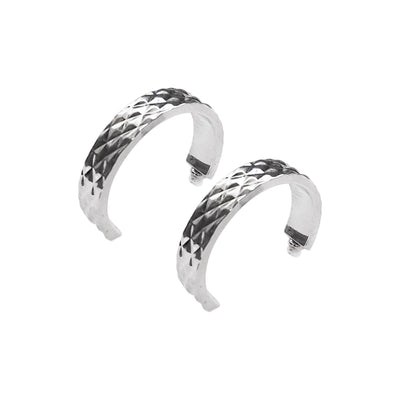 Silver Quilting Invisible Clip On Hoop Earrings - Miyabi Grace