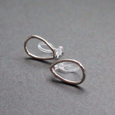 Silver Teardrop Invisible Clip On Stud Earrings - Miyabi Grace