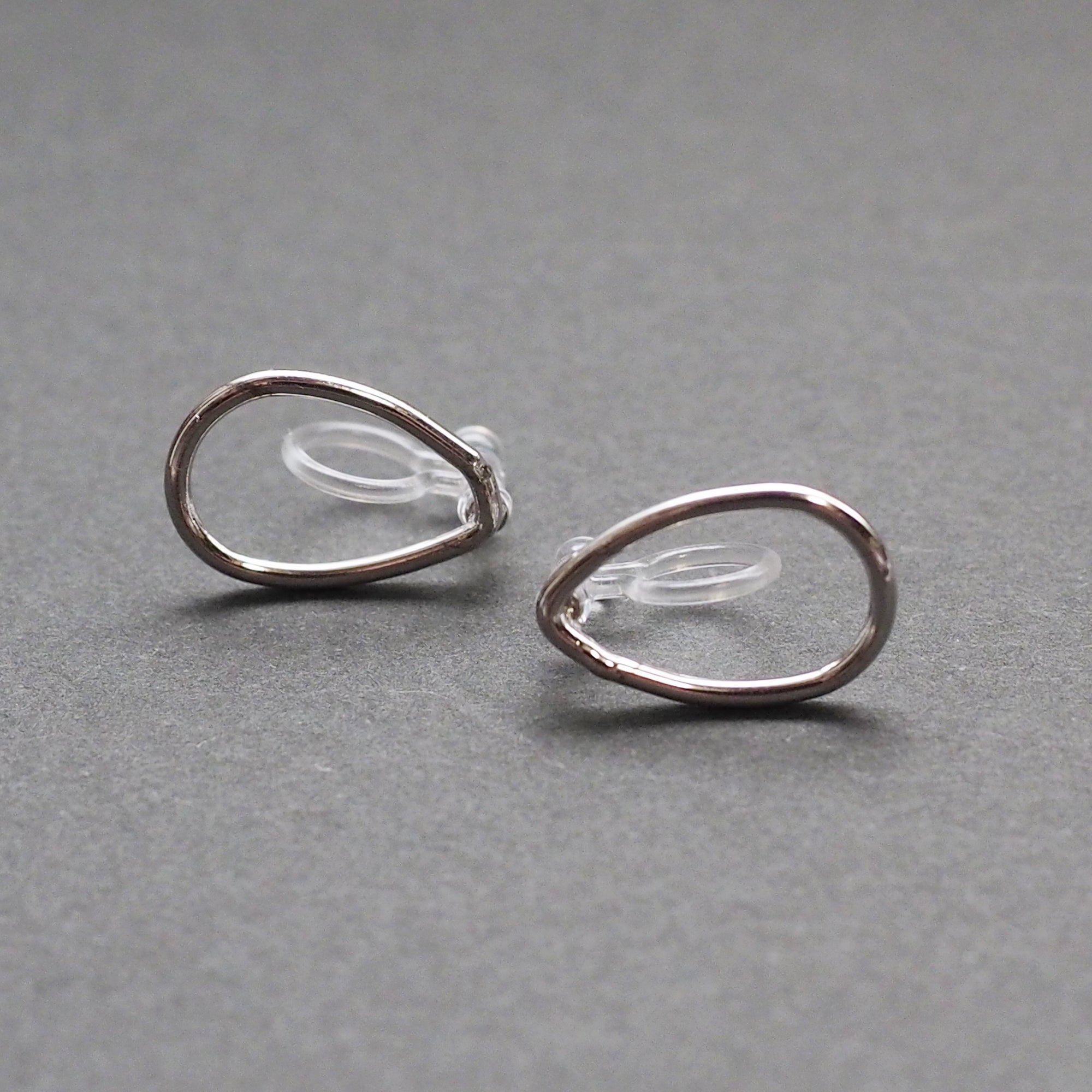 Silver Teardrop Invisible Clip On Stud Earrings - Miyabi Grace