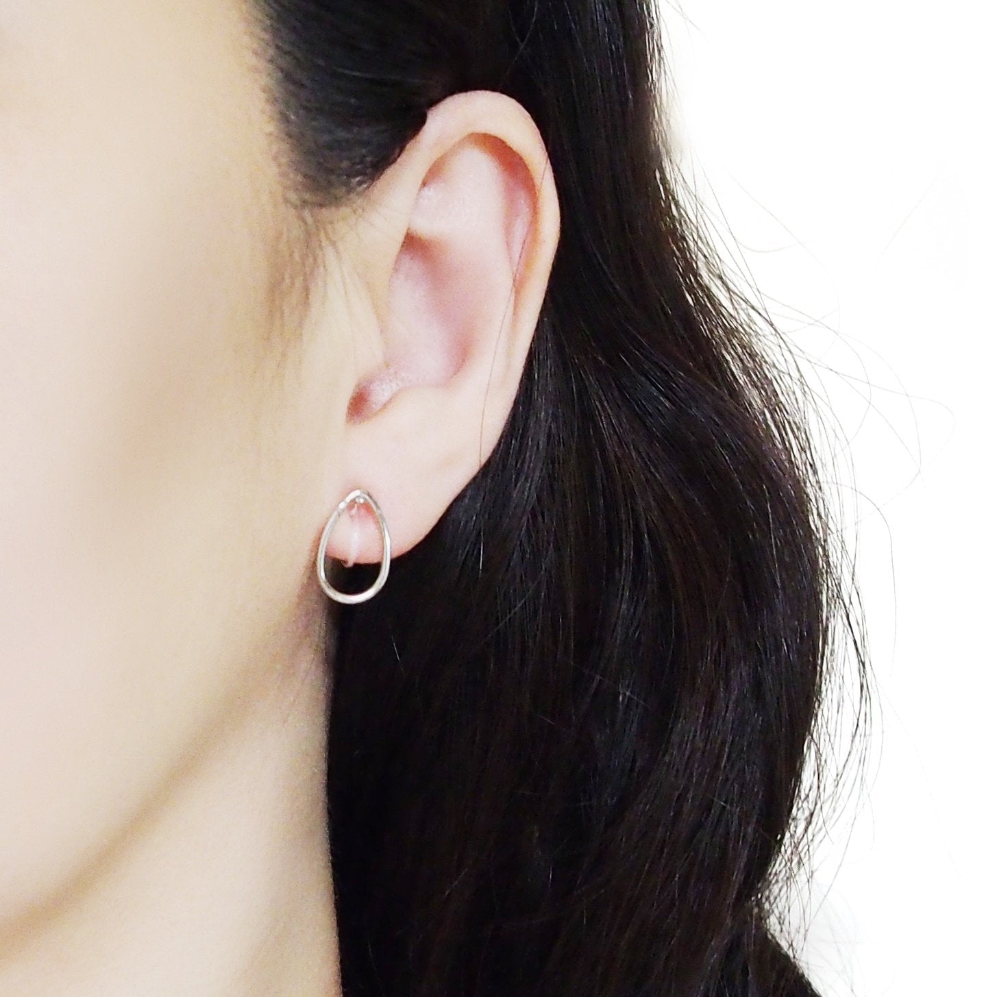 Silver Teardrop Invisible Clip On Stud Earrings - Miyabi Grace