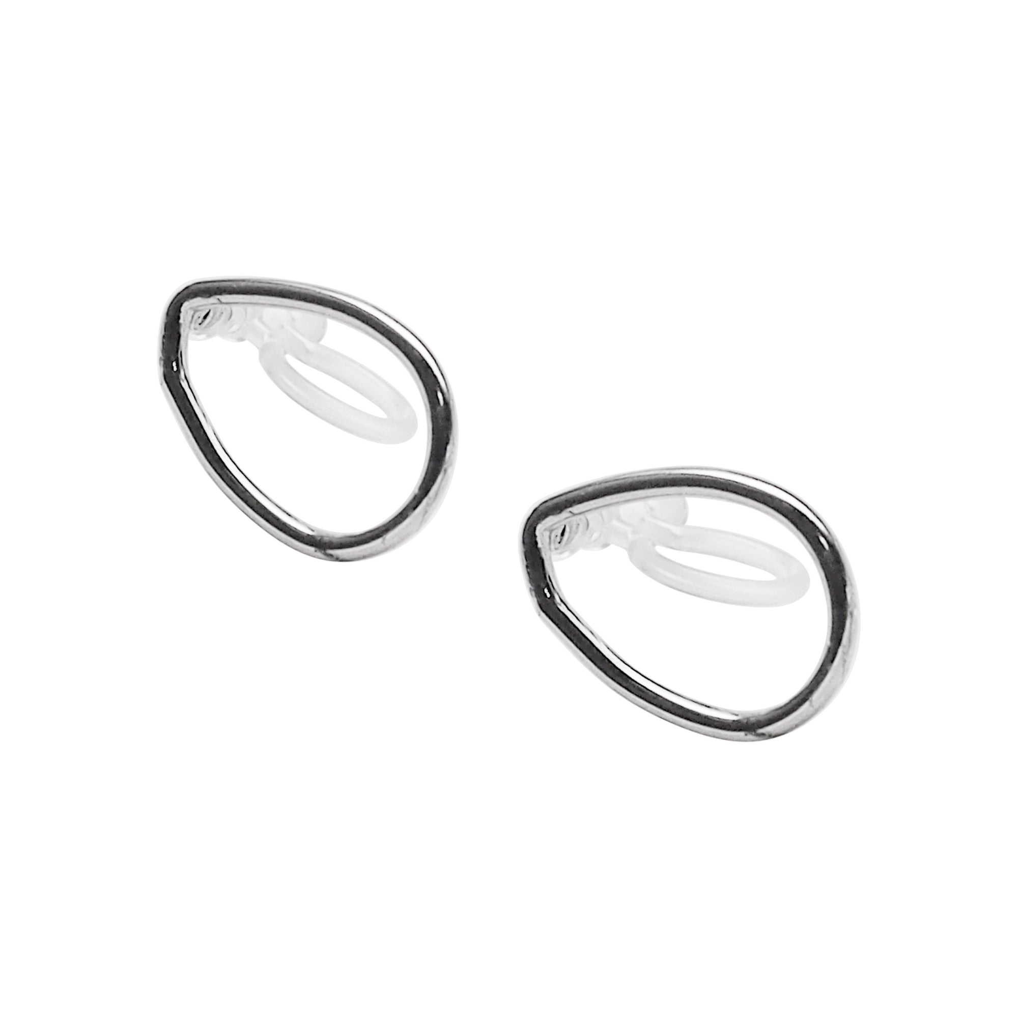 Silver Teardrop Invisible Clip On Stud Earrings - Miyabi Grace