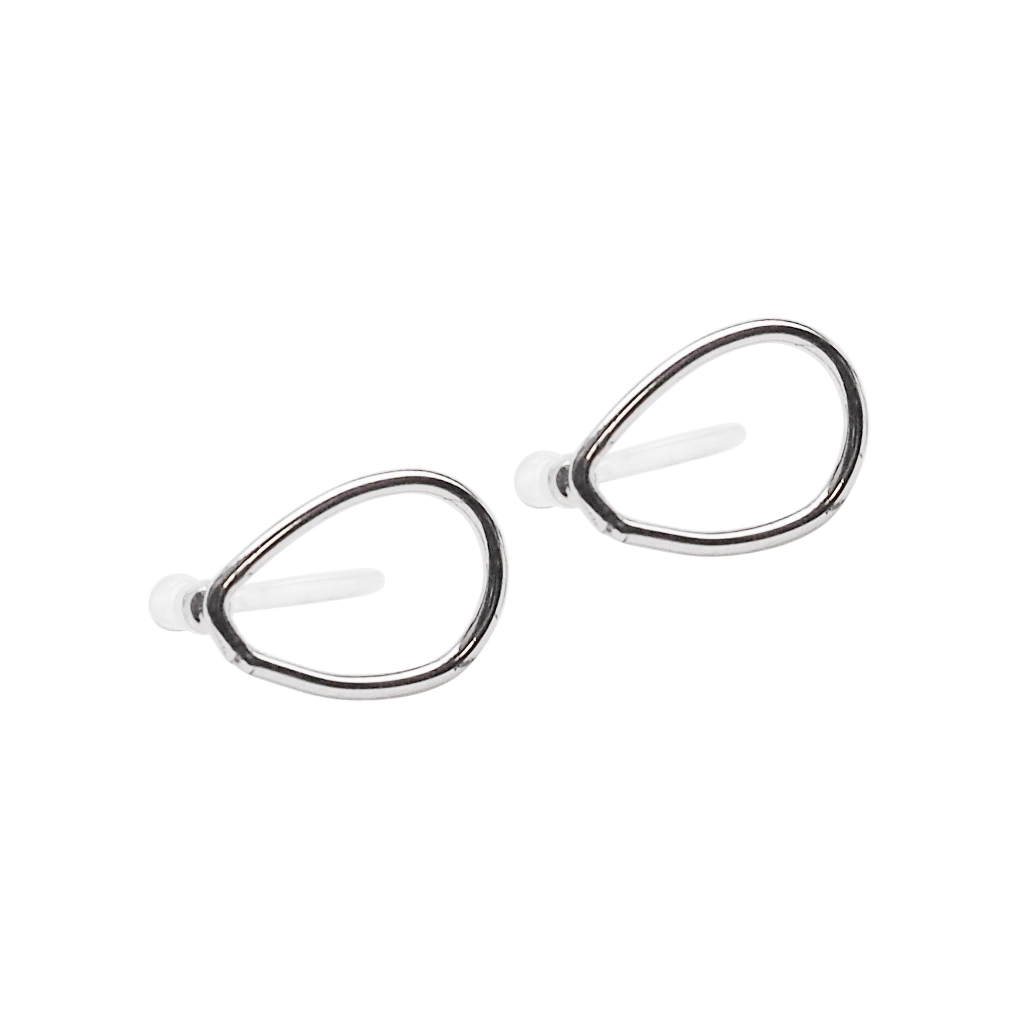 Silver Teardrop Invisible Clip On Stud Earrings - Miyabi Grace