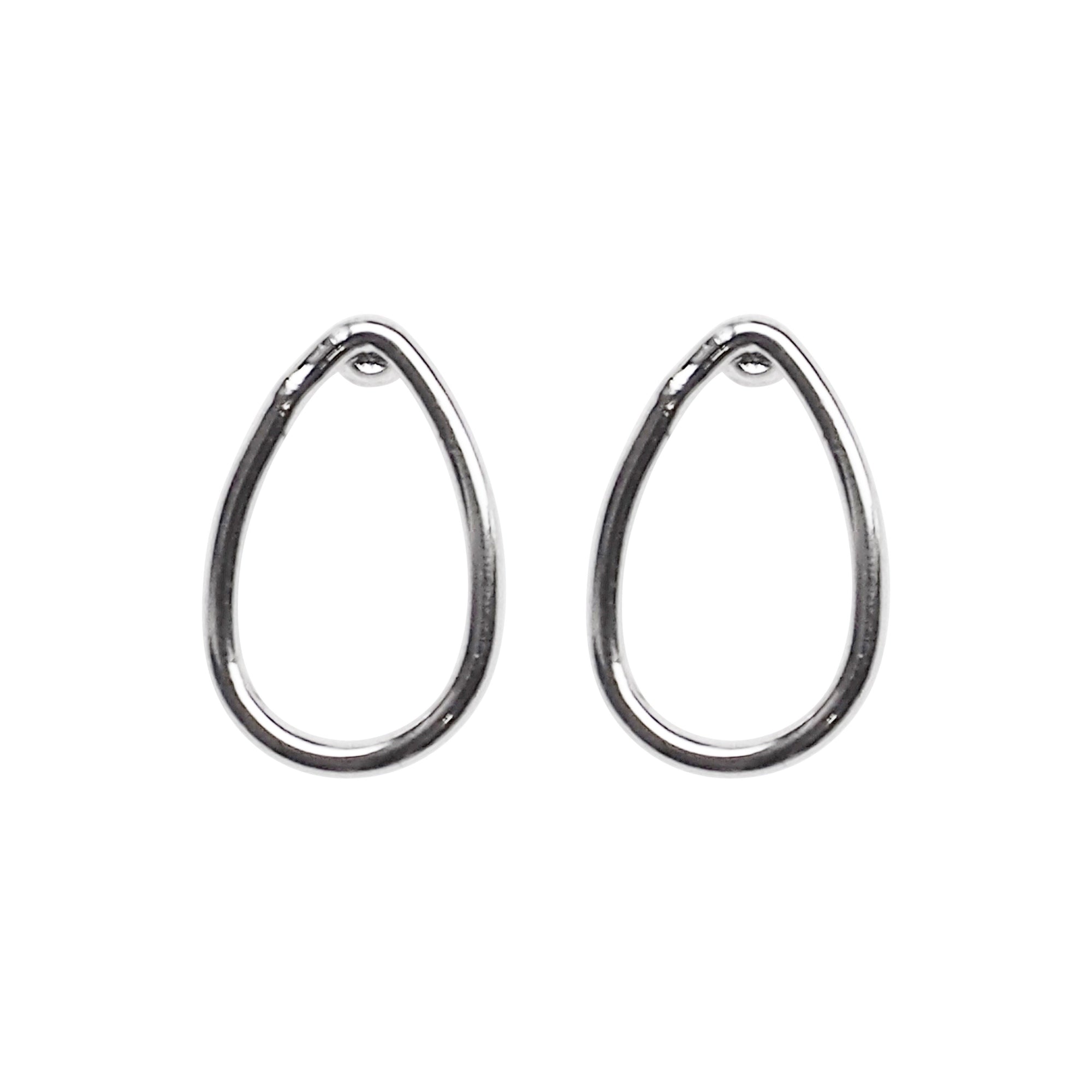 Silver Teardrop Invisible Clip On Stud Earrings - Miyabi Grace