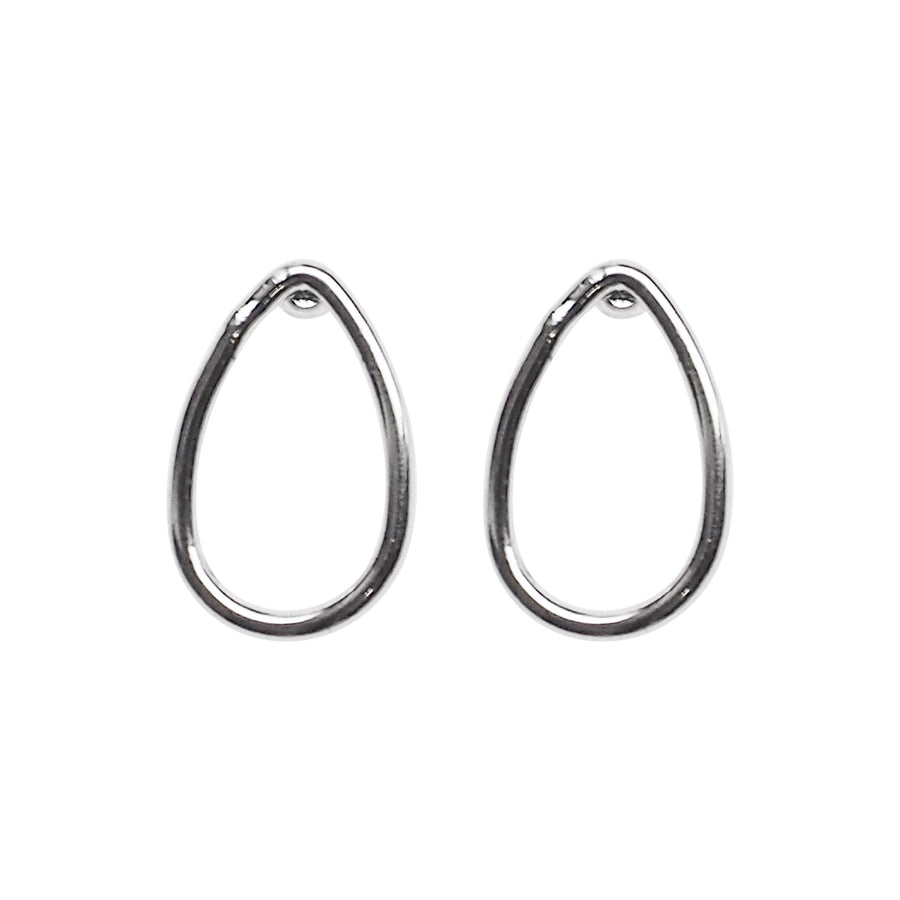 Silver Teardrop Invisible Clip On Stud Earrings - Miyabi Grace