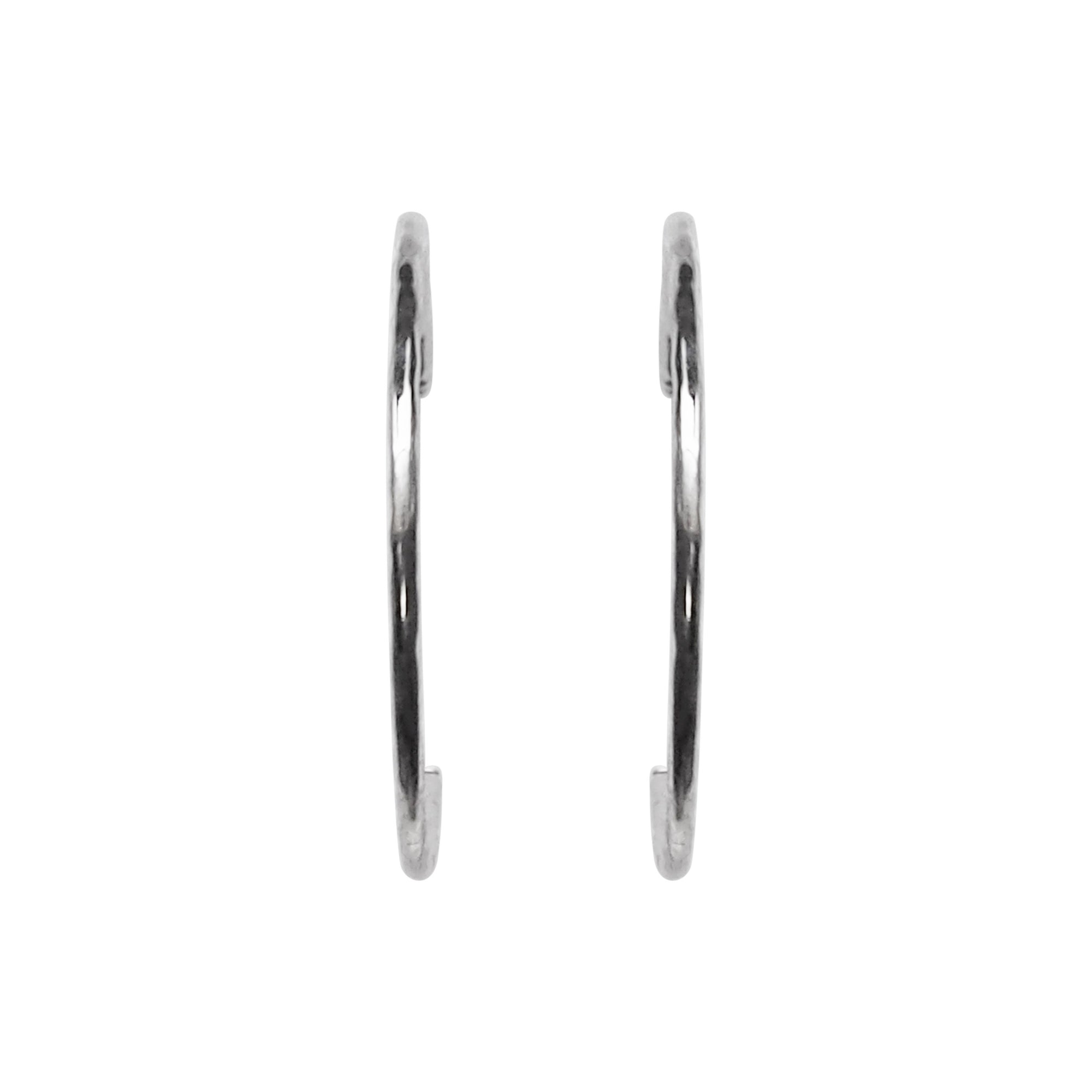 Silver Large Textured Invisible Clip On Hoop Earrings - Miyabi Grace