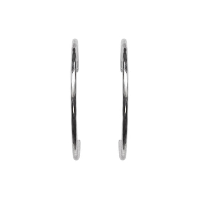Silver Large Textured Invisible Clip On Hoop Earrings - Miyabi Grace